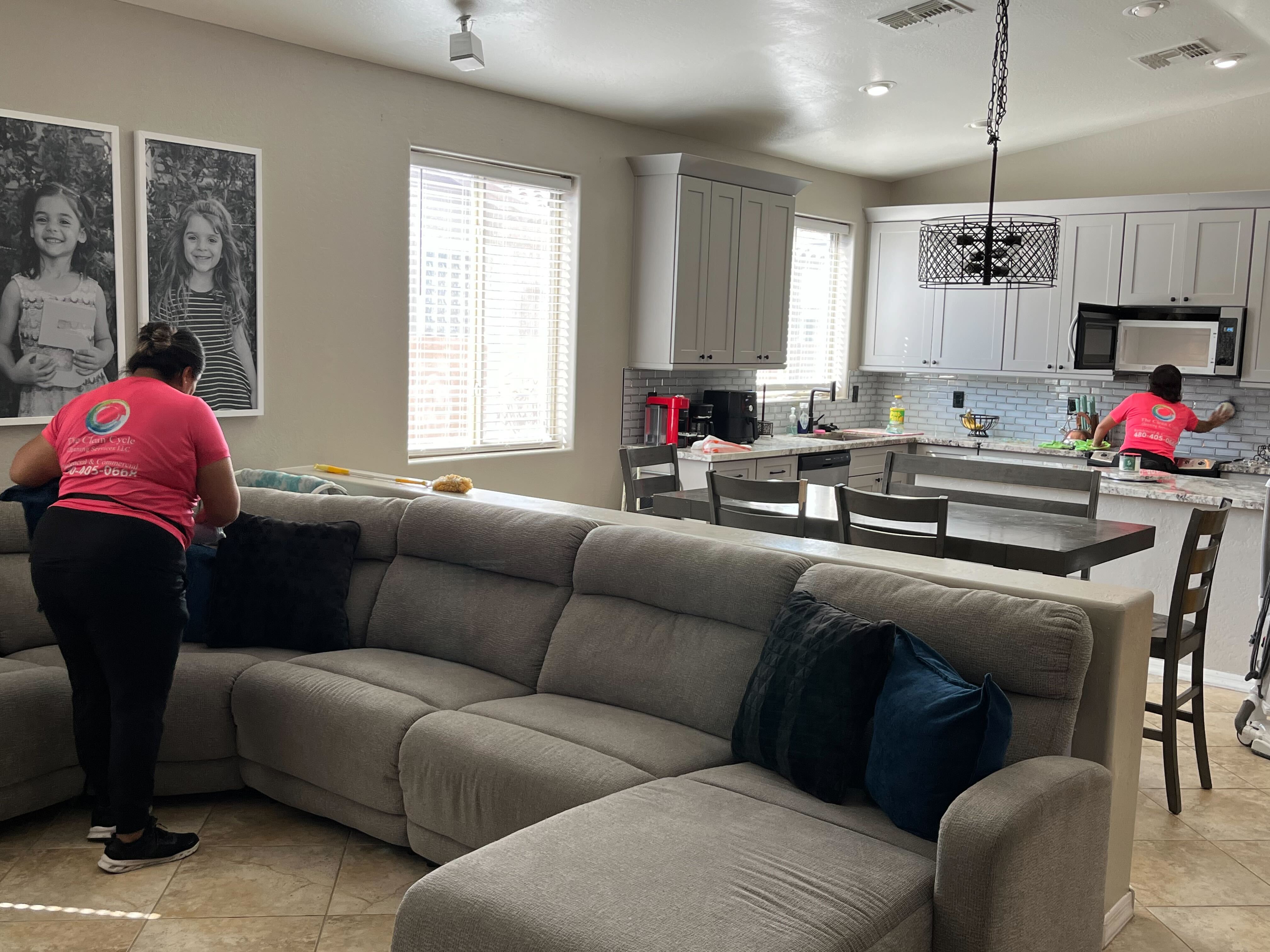 Professional cleaning team in action